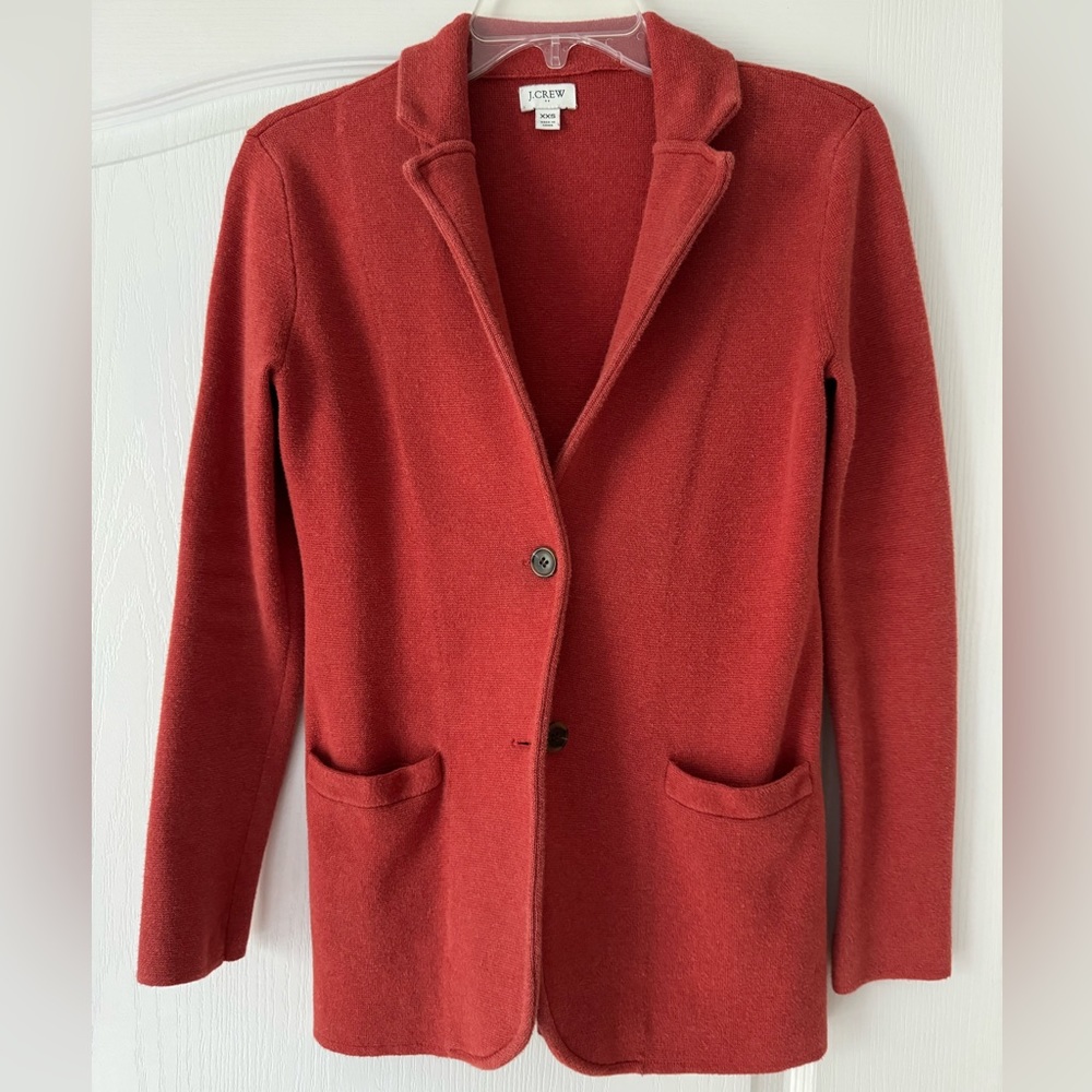 J.Crew 2 button sweater blazer 100% cotton rust red XXS